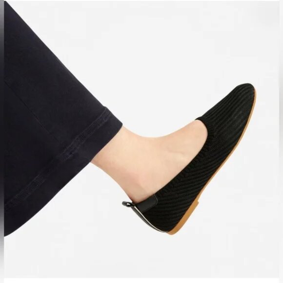 Everlane Ribbed ReKnit Flats  Size 8  Black EUC - Picture 1 of 12